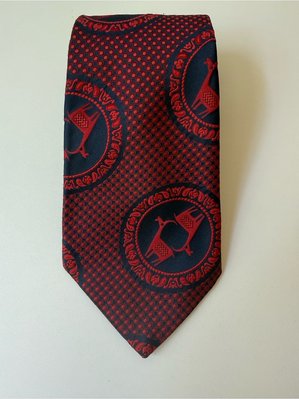Givenchy Red and Black Medallion Silk Tie